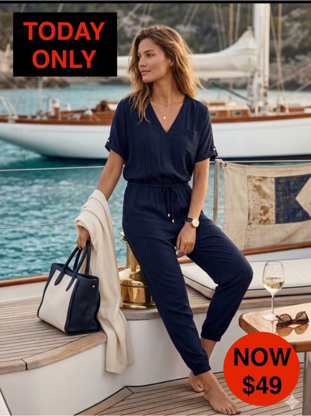 TODAY ONLY: $49 
👑VAULT👑 H&M New Icons Campaign Navy Chain Jumpsuit 2 EUC